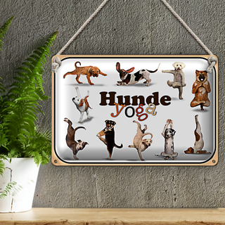Blechschild 30x20cm  Hunde Yoga Wanddeko Dekoration