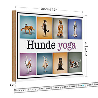 Holzschild 30x20cm Hunde Yoga bunte Dekoration