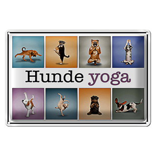 Blechschild 30x20cm Hunde Yoga bunte Dekoration