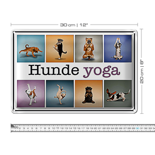Blechschild 30x20cm Hunde Yoga bunte Dekoration