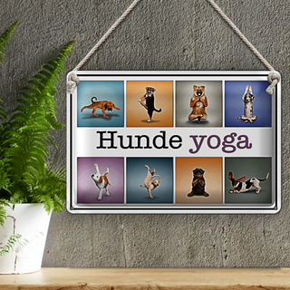 Blechschild 30x20cm Hunde Yoga bunte Dekoration