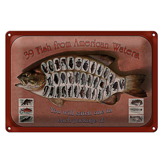 Blechschild Fisch 30x20cm 39 Fish from american Waters