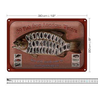 Blechschild Fisch 30x20cm 39 Fish from american Waters