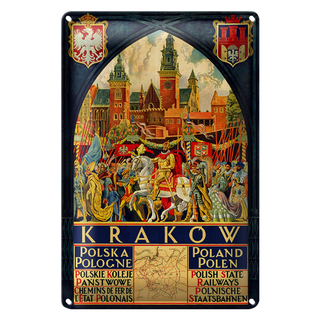 Blechschild Polen 20x30cm Krakow Polska Pologne Wanddeko