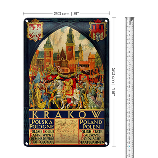 Blechschild Polen 20x30cm Krakow Polska Pologne Wanddeko