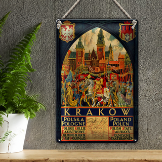 Blechschild Polen 20x30cm Krakow Polska Pologne Wanddeko