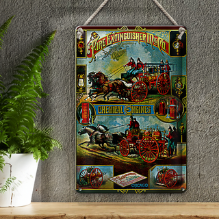Blechschild Chicago 20x30cm Fire Extinguisher Chemical