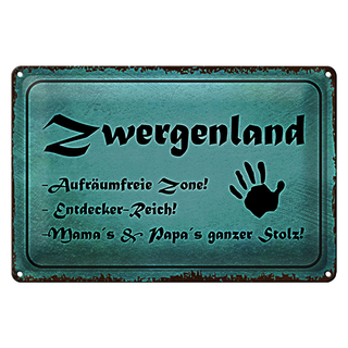 Blechschild Zwergenland 30x20cm Aufräumfreie Zone Reich