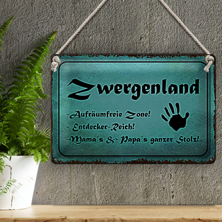 Blechschild Zwergenland 30x20cm Aufräumfreie Zone Reich