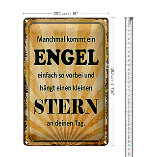 Blechschild Spruch 20x30cm manchmal kommt ein Engel