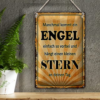 Blechschild Spruch 20x30cm manchmal kommt ein Engel