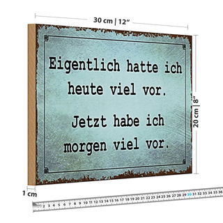 Holzschild Spruch 30x20cm eigentlich hatte ich viel vor