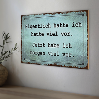 Holzschild Spruch 30x20cm eigentlich hatte ich viel vor