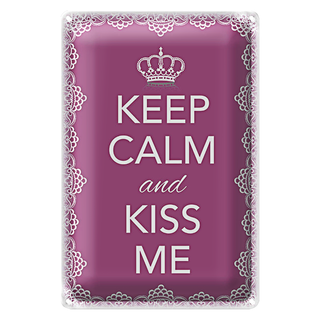 Blechschild Spruch 20x30cm Keep Calm and kiss me Krone