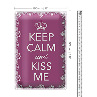Blechschild Spruch 20x30cm Keep Calm and kiss me Krone