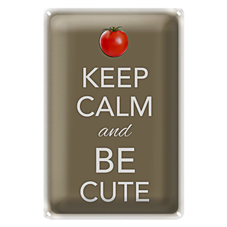 Blechschild Spruch 20x30cm Keep Calm and be cute Tomate