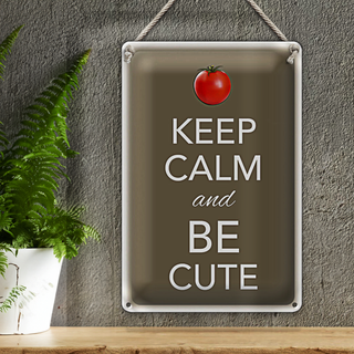 Blechschild Spruch 20x30cm Keep Calm and be cute Tomate