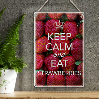 Blechschild Spruch 20x30cm Keep Calm and eat strawberries