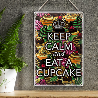 Blechschild Spruch 20x30cm Keep Calm and eat a Cupcake