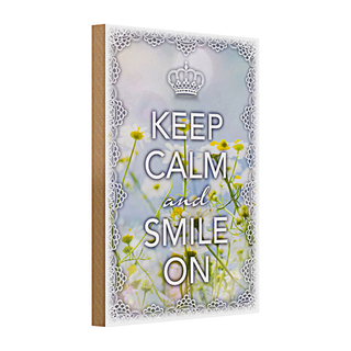 Holzschild Spruch 20x30cm Keep Calm and smile on Krone
