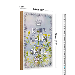 Holzschild Spruch 20x30cm Keep Calm and smile on Krone