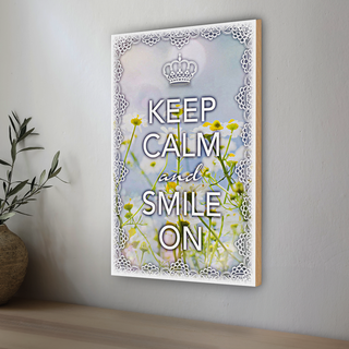 Holzschild Spruch 20x30cm Keep Calm and smile on Krone