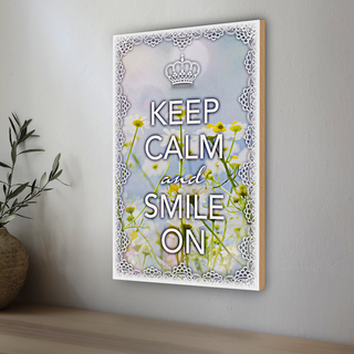 Holzschild Spruch 20x30cm Keep Calm and smile on Krone