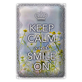 Blechschild Spruch 20x30cm Keep Calm and smile on Krone