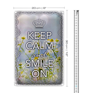 Blechschild Spruch 20x30cm Keep Calm and smile on Krone