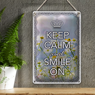 Blechschild Spruch 20x30cm Keep Calm and smile on Krone