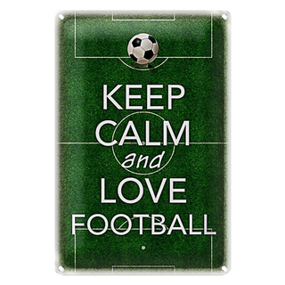 Blechschild Spruch 20x30cm Keep Calm and love Football