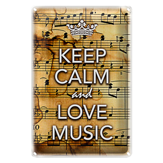 Blechschild Spruch 20x30cm Keep Calm and love music