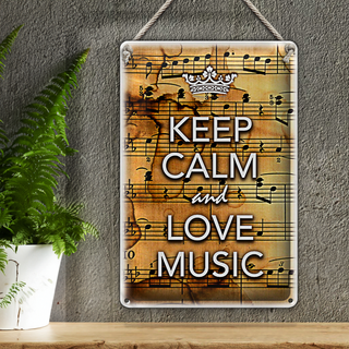 Blechschild Spruch 20x30cm Keep Calm and love music