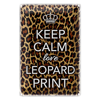 Blechschild Spruch 20x30cm Keep Calm love leopard print