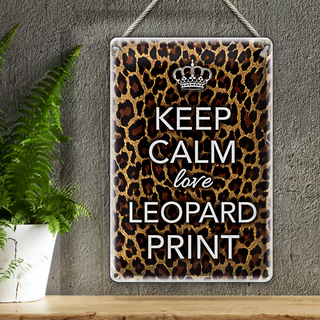 Blechschild Spruch 20x30cm Keep Calm love leopard print
