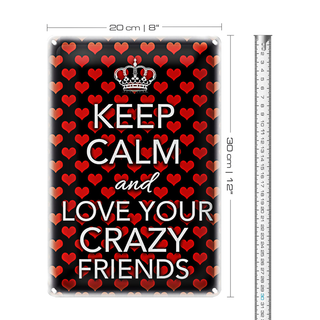 Blechschild Spruch 20x30cm Keep Calm and love crazy friends