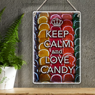 Blechschild Spruch 20x30cm Keep Calm and love candy