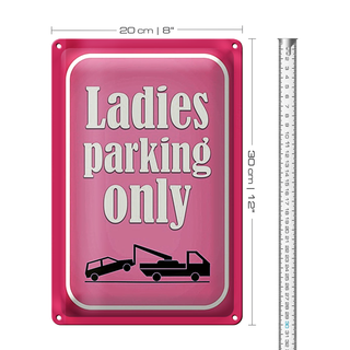 Blechschild Parken 20x30cm Ladies parking only rosa