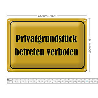 Blechschild Verbot 30x20cm Privatgrundstück betreten