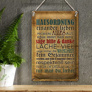 Blechschild Spruch 20x30cm Hausordnung sage bitte danke