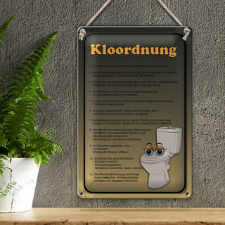 Blechschild Spruch 20x30cm Kloordnung Toilette WC Regeln