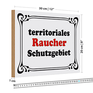 Holzschild Rauchen 30x20cm Raucher Schutzgebiet