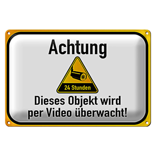 Blechschild Achtung 30x20cm dieses Objekt videoüberwacht