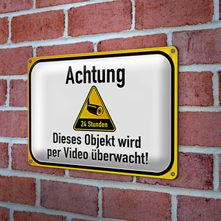 Blechschild Achtung 30x20cm dieses Objekt videoüberwacht