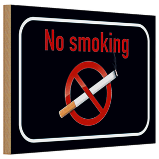 Holzschild Verbot 30x20cm  No smoking Rauchverbot schwarzes Schild