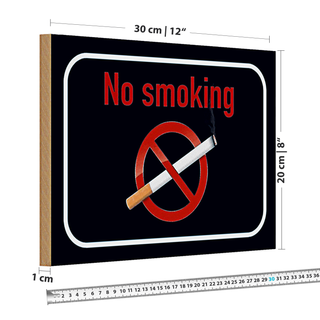 Holzschild Verbot 30x20cm  No smoking Rauchverbot schwarzes Schild