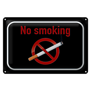Blechschild Verbot 30x20cm  No smoking Rauchverbot schwarzes Schild