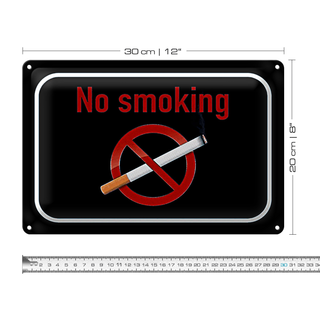 Blechschild Verbot 30x20cm  No smoking Rauchverbot schwarzes Schild