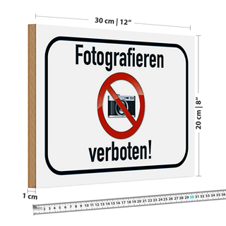 Holzschild Verbot 30x20cm Fotografieren verboten