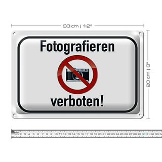 Blechschild Verbot 30x20cm Fotografieren verboten